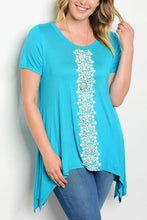 Turquoise Lace Detail Handkerchief Top - Plus Size