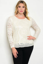 Ivory Cream Long Sleeve Lace Top - Plus Size