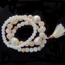 Ivory Crystal & Rhinestone Beads Elastic Bracelet Jewelry Set of 3