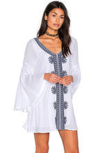 White Embroidered Bell Sleeve Cover Up
