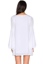 White Embroidered Bell Sleeve Cover Up