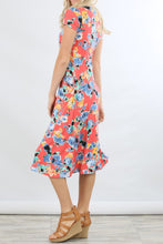 Coral Short Sleeve Floral Knit Pocket Dress