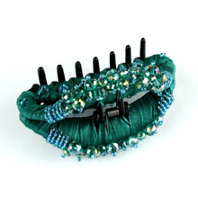 4" Large Hair Jaw Clip Claw with Beaded Crystals - Emerald green