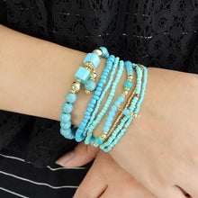 Turquoise Multilayer Beads Elastic Bracelets Set