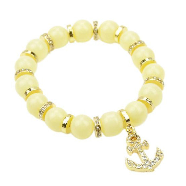 Ivory Beads Elastic Anchor Bracelet