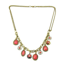 Light Red Rhinestone Vintage Style Necklace