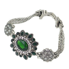 Green Rhinestone Flower Bracelet