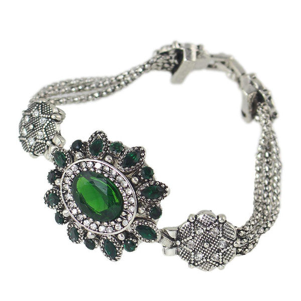 Green and Teal Flower Bracelet, Flower Bracelet, Tropical Bracelet,  ($336) ❤ liked on Polyvore featuring jewel…