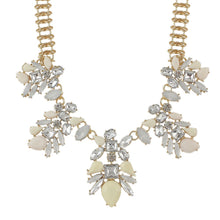 Ivory Crystal Gold Tone Flower Necklace