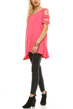 Coral Knit Sleeve Ladder Tunic Top