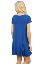 Royal Blue Short Sleeve Flared Pocket Tunic Dress