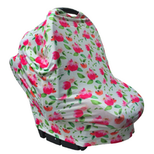Floral Multi Use Baby Nursing Scarf, Car Seat Canopy Cover- Pink/Green