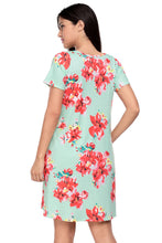Light Green Floral V-neck Stretch Pocket Shirt Dress