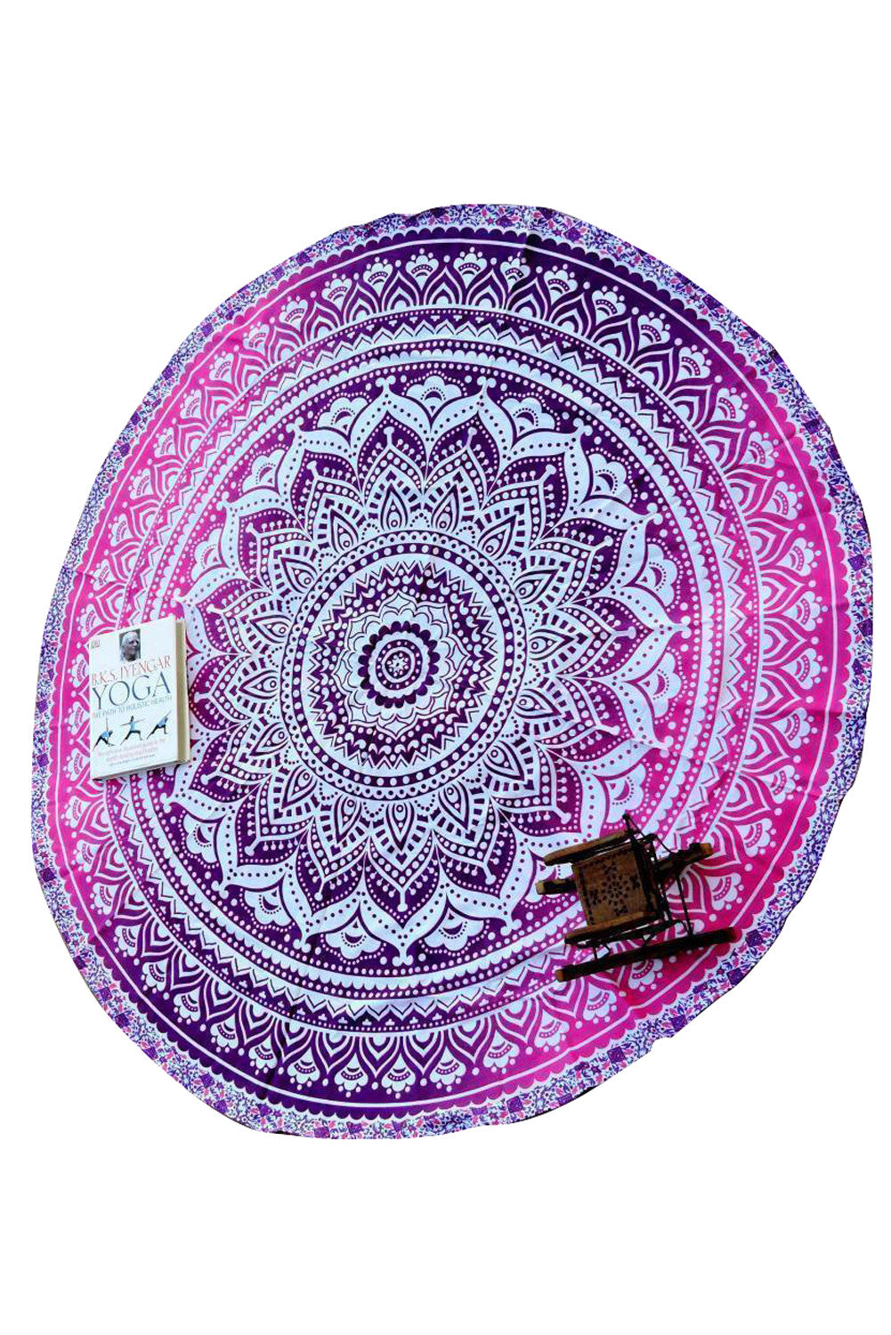 Round Picnic Beach Throw Blanket Home Decor Tapestry - Purple
