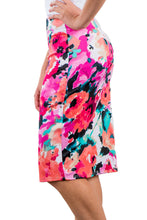 Pink Red Floral Print Stretch Pencil Skirt