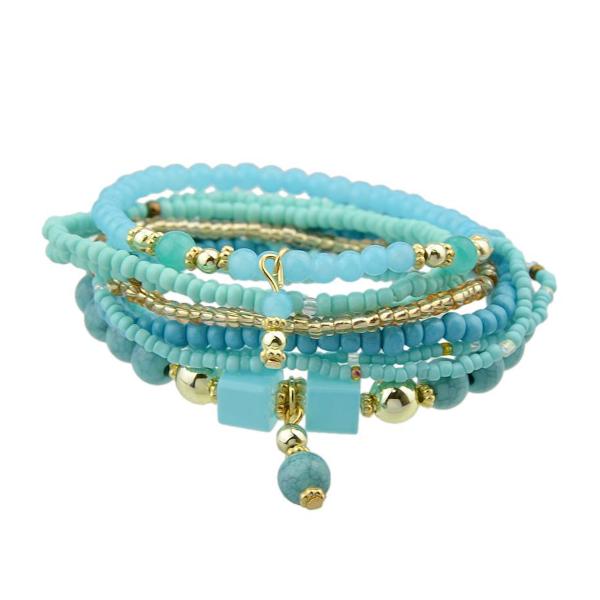 Turquoise Multilayer Beads Elastic Bracelets Set