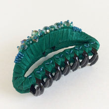 4" Large Hair Jaw Clip Claw with Beaded Crystals - Emerald green
