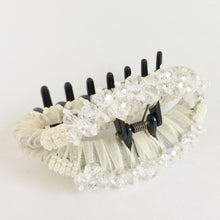 4" Large No Slip Hair Jaw Clip Claw with Beaded Crystals - White Ivory
