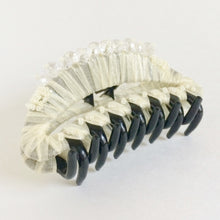 4" Large No Slip Hair Jaw Clip Claw with Beaded Crystals - White Ivory