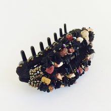 4" Large Hair Jaw Clip Claw with Beaded Natural Stone Crystals - Black Multi