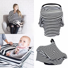 Multi Use Baby Nursing Scarf, Car Seat Canopy Cover- Black stripes