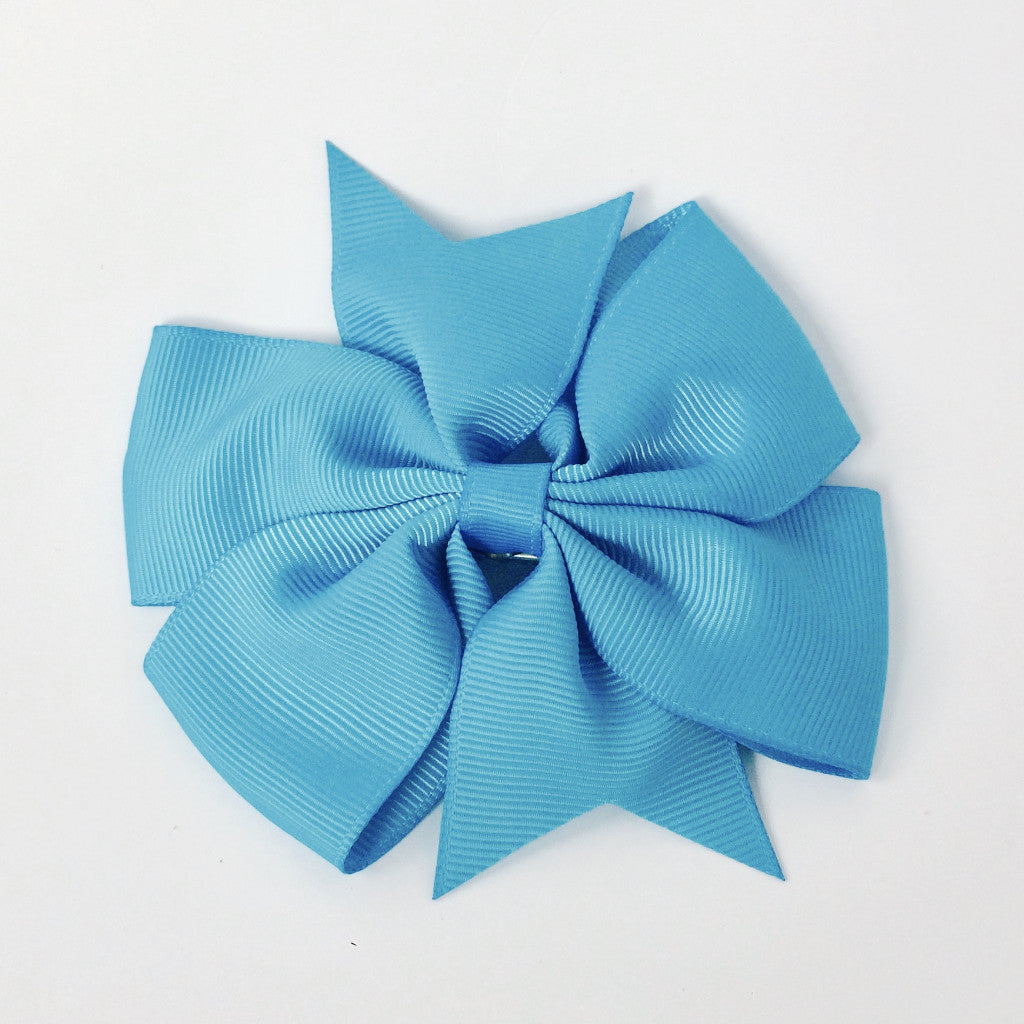 Girls 4 1/4” Large Hair Bow Clip - Turquoise