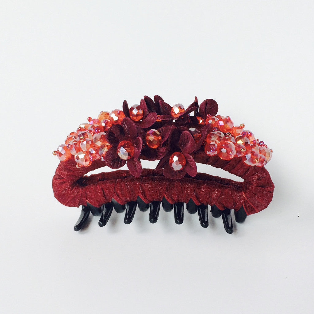 Red Large Strong Flower Hair Clip Claw