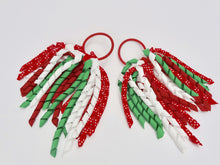 Girls Curly High Quality Ribbon Ponytail Holder- Red/ Green/ White