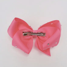 Girls Pink Rhinestone 4.5” Large Hair Bow Clip