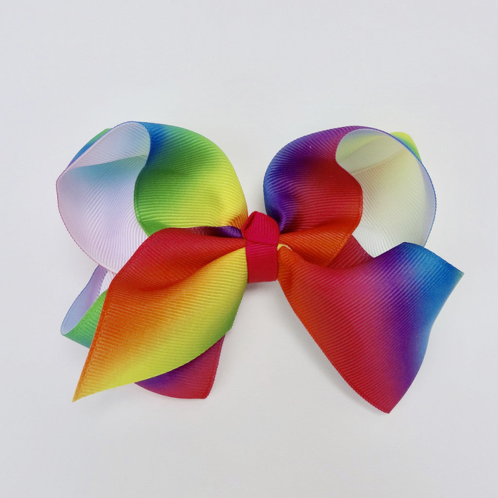 Girls Rainbow 5” Large Hair Bow Clip