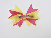Girls Yellow & Hot Pink 4” Large Hair Bow Clip