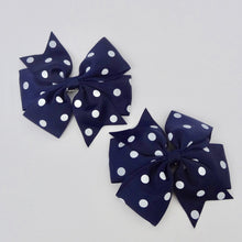 Copy of Girls 4” Hair Bow Clip - Navy with Dots