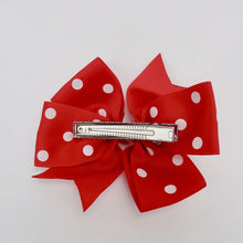 Girls 4 1/4” Hair Bow Clip - Red with Dots