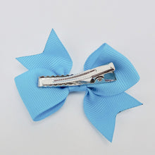 Girls Set of 2 Cross Grain Ribbon Hair Bow Clips 2.8” Long- Turquoise