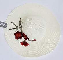 Off White Embroidered Floral Detail Beach Sun Straw Hat