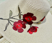 Ivory Embroidered Floral Detail Beach Sun Straw Hat