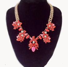 Red Rhinestone Flower Choker Necklace