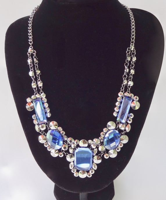 Blue and Silver Immitation Gemstone Necklace