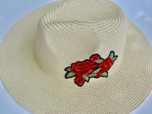 Ivory Straw Knitted Floral Detail Beach Sun Summer Hat