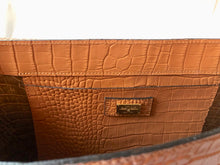 CARBOTTI Carena 113 Italian Croc Printed Leather Shoulder Handbag- Tan