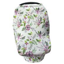 Floral Multi Use Baby Nursing Scarf, Car Seat Canopy Cover- Purple/Green