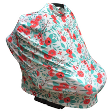 Floral Multi Use Baby Nursing Scarf, Car Seat Canopy Cover- Orange/Aqua